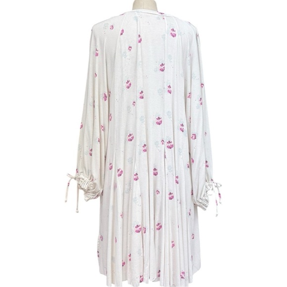 Free People Winter Sun Floral Tunic White Pink Small Oversized - Picture 7 of 12